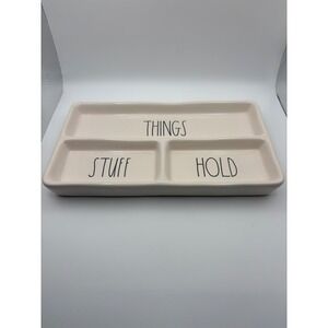 Rae Dunn Things Stuff Hold Ceramic 3 Section Tray Organizer Cream Artisan